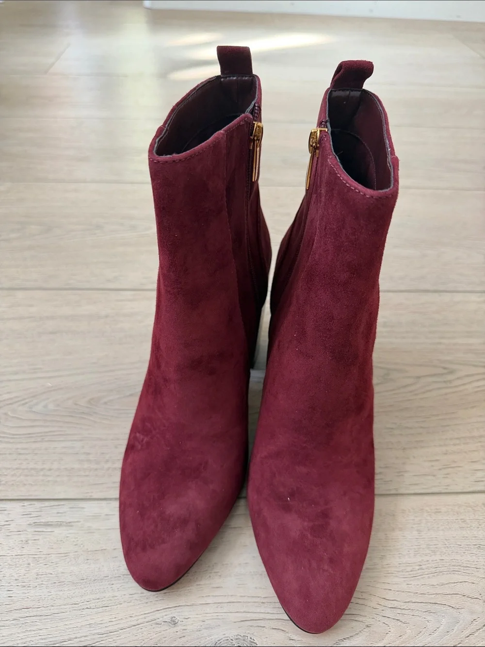 Vince Camuto Burgundy Suede Pointed-Toe Ankle Boots